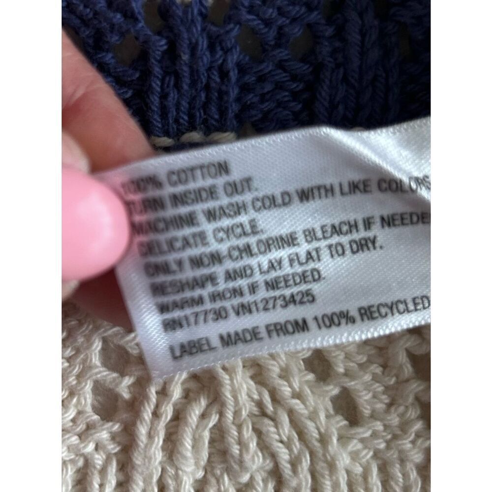 Cream Airy Open-Knit Lightweight Sweater Coastal Cottagecore Beachy Medium - Picture 11 of 15
